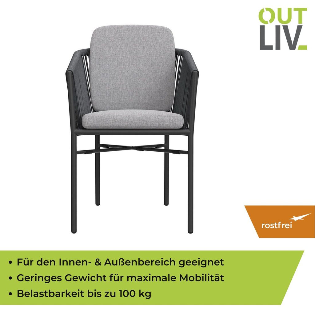 Stabelstol ute Ohio aluminium med puter, antrasitt - OUTLIV.