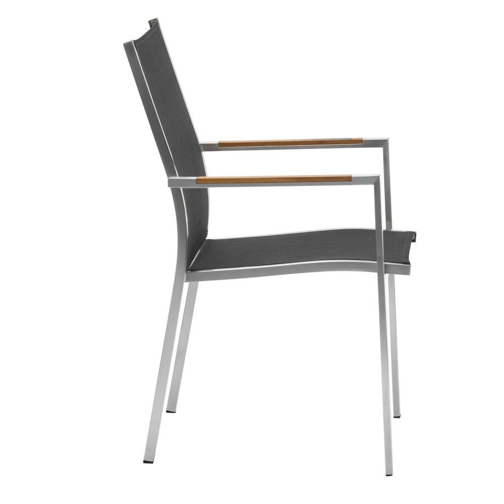 Montert Stabelstol ute One rustfritt stål/textilen 57x63 cm - Zebra på terrasse