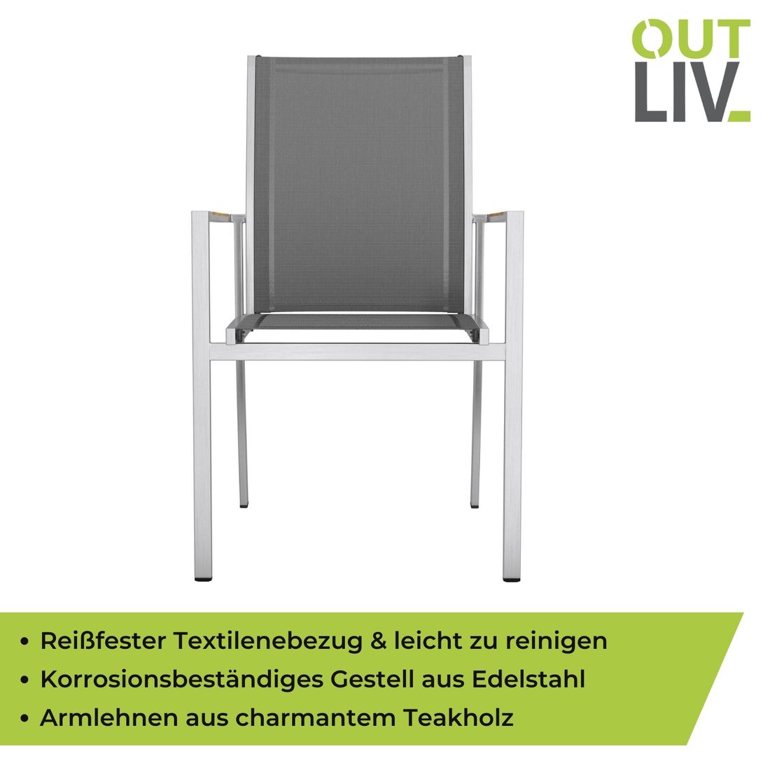 Oversikt av Stabelstol ute Oviedo rustfritt stål/textilen med teak
