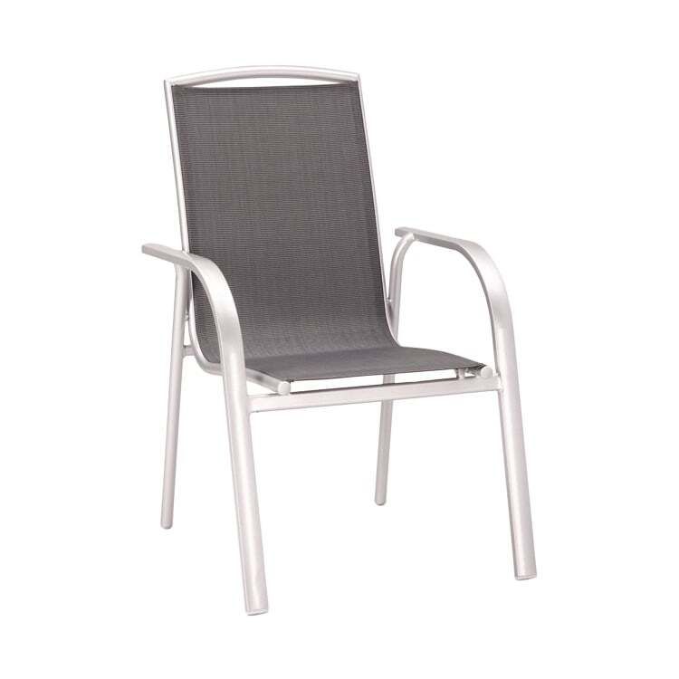Stabelstol ute Palermo aluminium/textilen 59x62 cm forfra