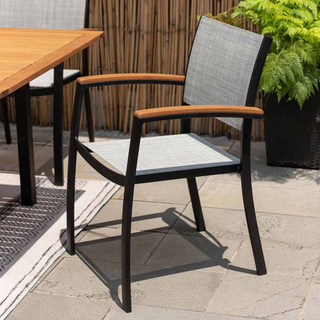 Stabelstol ute Ragusa aluminium/textilen 55x57 cm bakside