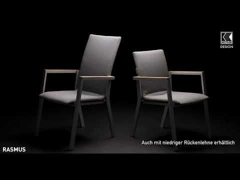 Stabelstol ute Rasmus aluminium Sunbrella forfra