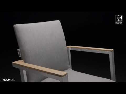 Stabelstol ute Rasmus aluminium Sunbrella forfra