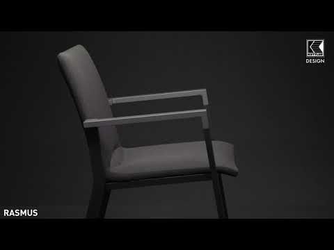 Stabelstol ute Rasmus aluminium Sunbrella antrasitt forfra