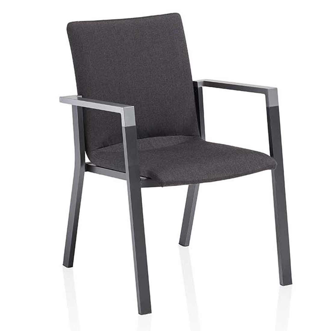 Stabelstol ute Rasmus aluminium Sunbrella antrasitt bakside