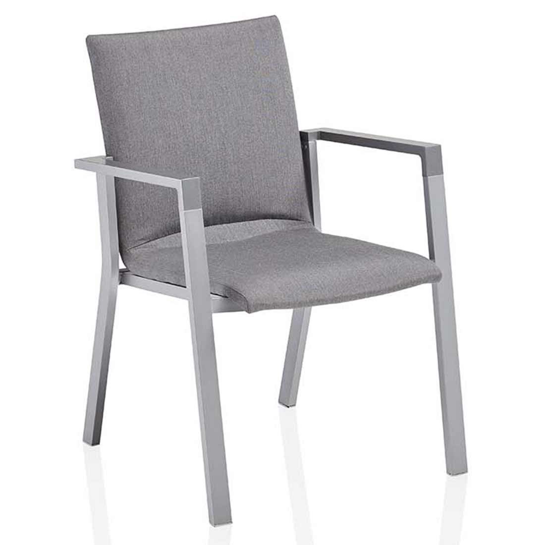 Stabelstol ute Rasmus aluminium/Sunbrella sølv bakside
