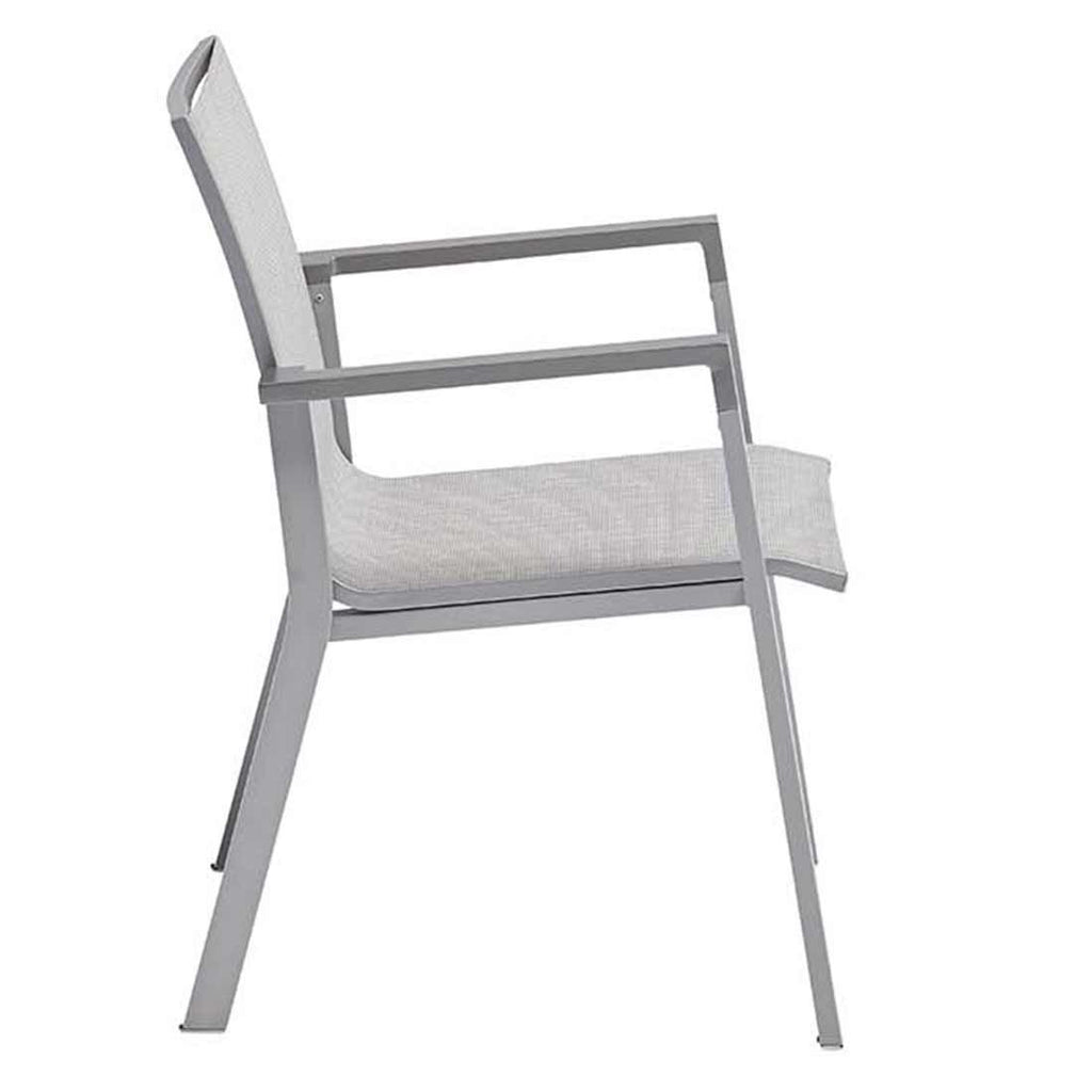 Stabelstol ute Rasmus aluminium/textilen 60x62 cm nærbilde av armlene