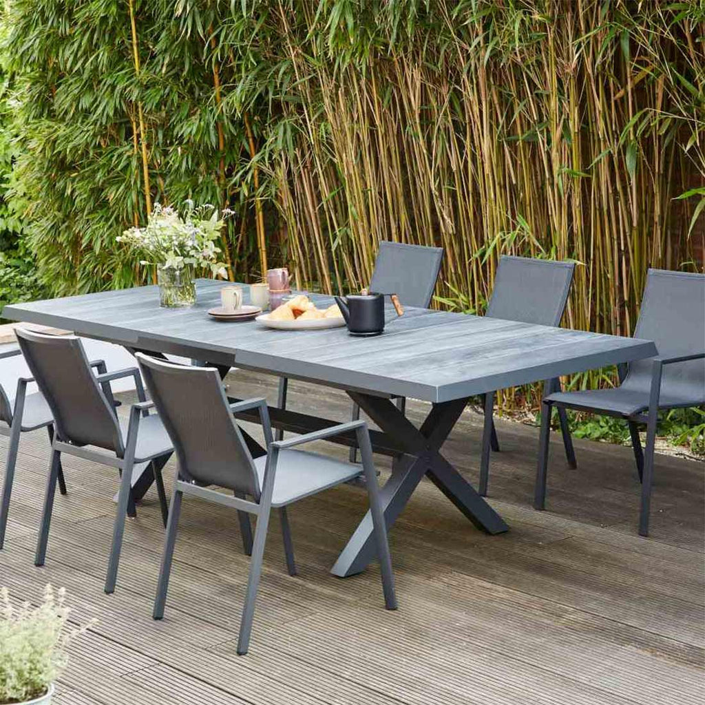 Stabelstol ute Reno aluminium/Ranotex 65x56 cm bakside