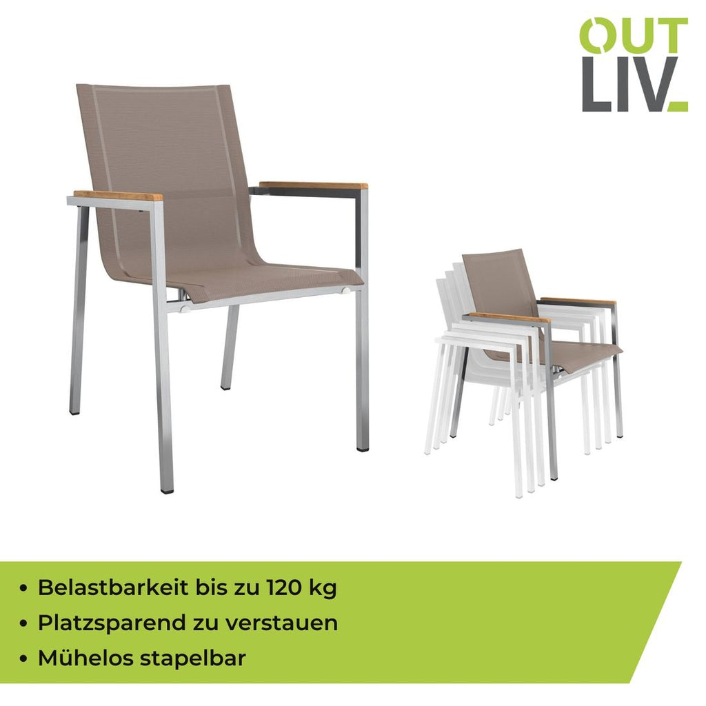 Stabelstol ute Rimini rustfritt stål/textilen - OUTLIV.
