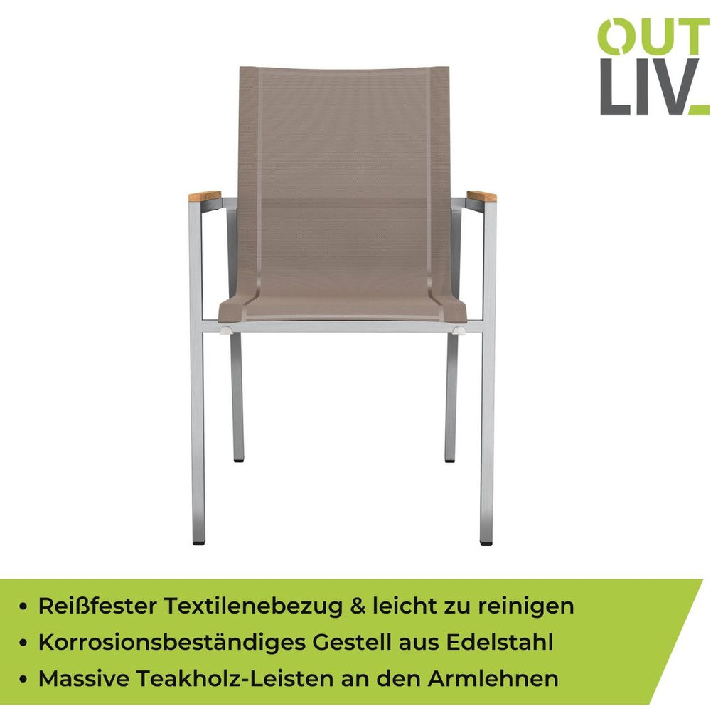 Stabelstol ute Rimini rustfritt stål/textilen - OUTLIV.