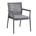 Stabelstol ute Ropero aluminium med sittepute, grå forfra