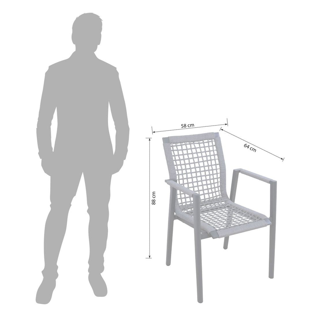 Stabelstol ute Salo aluminium/tau 58x64 cm - Sungörl bakside