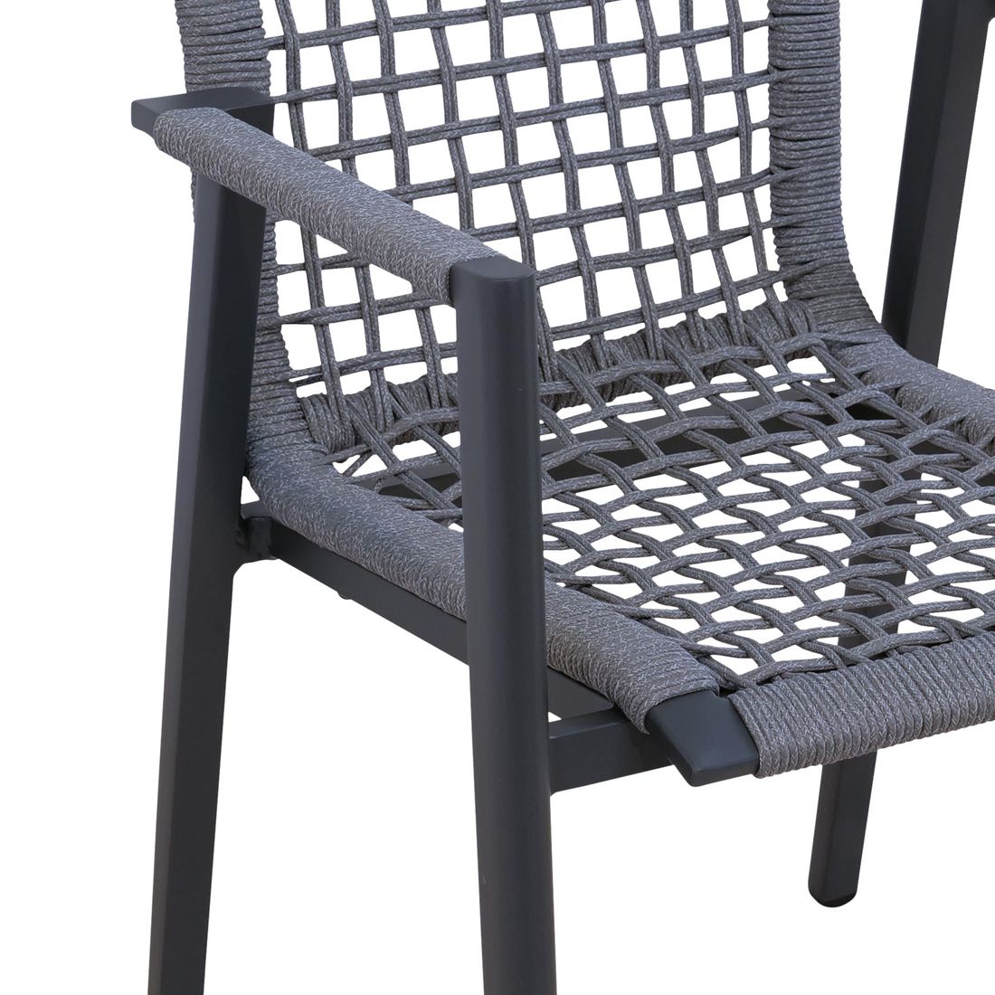 Stabelstol ute Salo aluminium/tau 58x64 cm - Sungörl detalj rope-sete