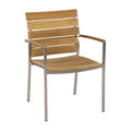 Stabelstol ute Savona rustfritt stål/teak forfra