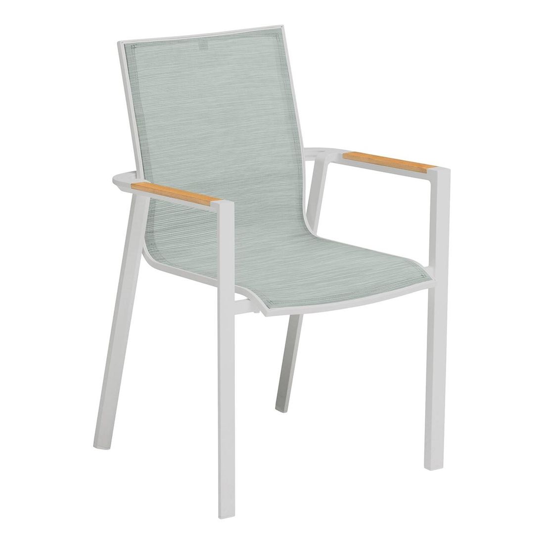Stabelstol ute Sense aluminium/textilen hvit/aqua forfra