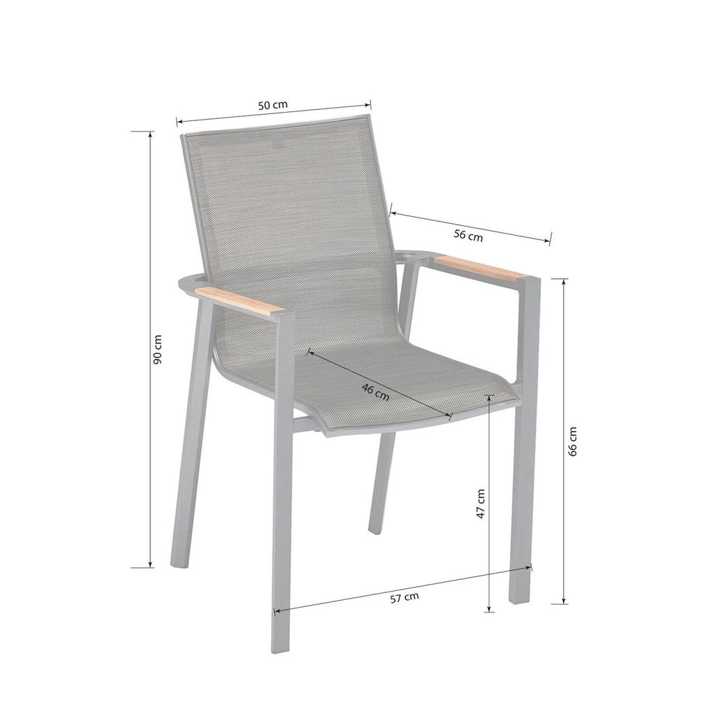 Stabelstol ute Sense aluminium/textilen hvit/aqua bakside