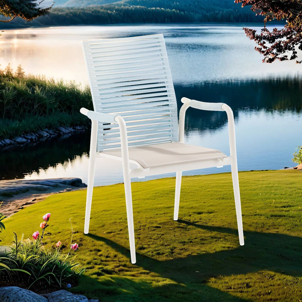 Stabelstol ute Silla aluminium/textilen/tau - Niehoff bakside