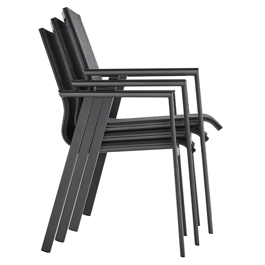 Stabelstol ute Soul aluminium tekstilen teak bakside