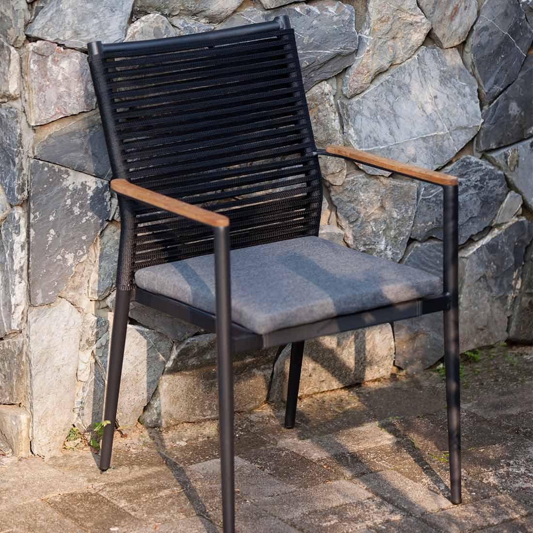 Stabelstol ute Spider aluminium/tau med sittepute - Zebra bakside