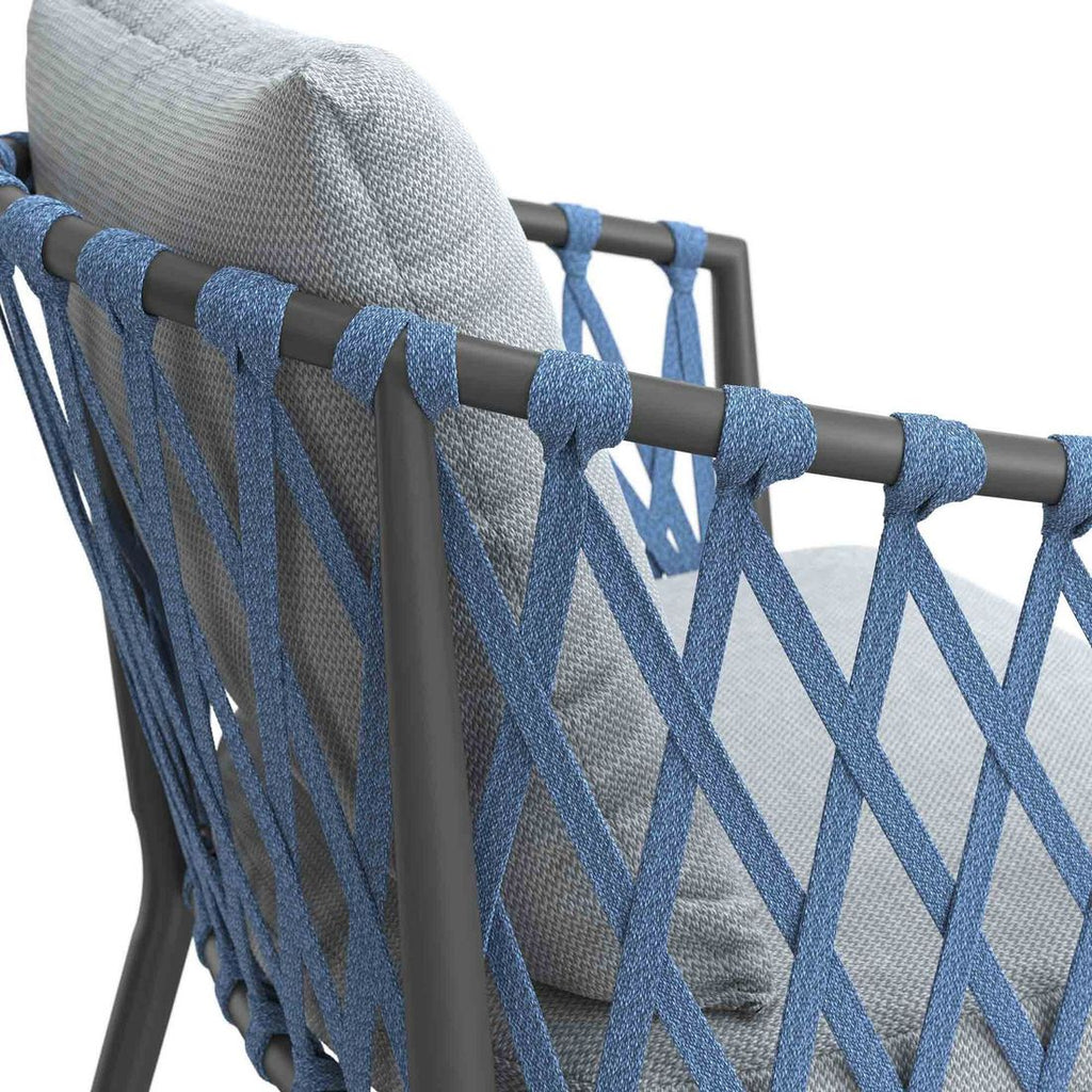 Stabelstol ute Sunrepo aluminium tau med puter på terrasse