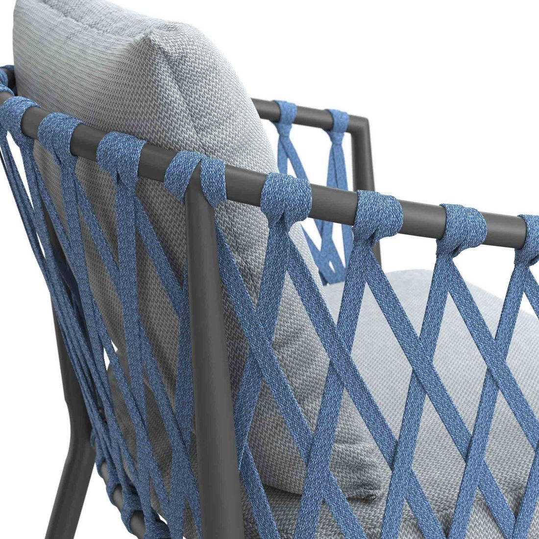 Stabelstol ute Sunrepo aluminium tau med puter på terrasse