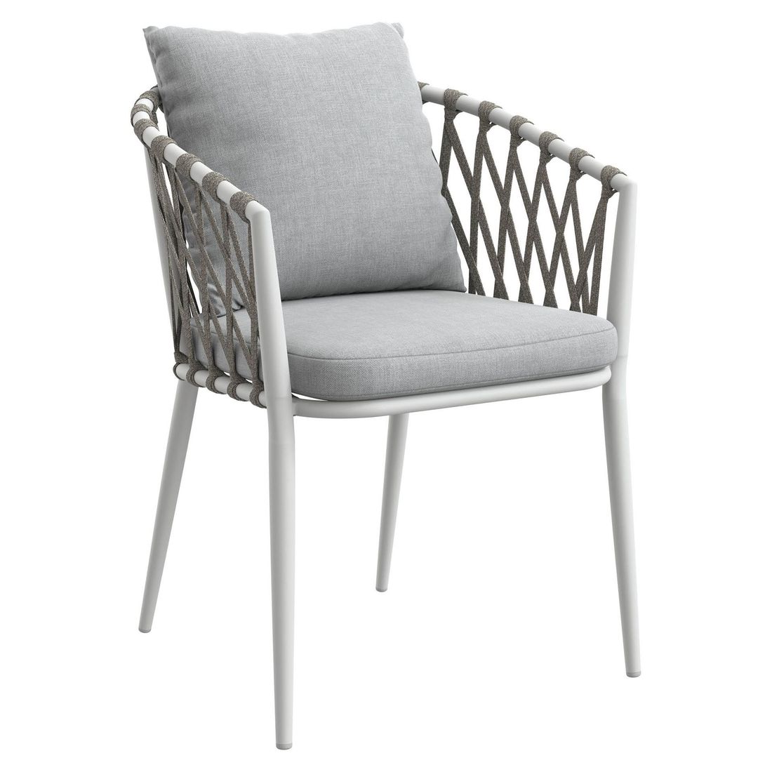 Stabelstol ute Sunrepo aluminium/tau med puter 56x61 cm forfra