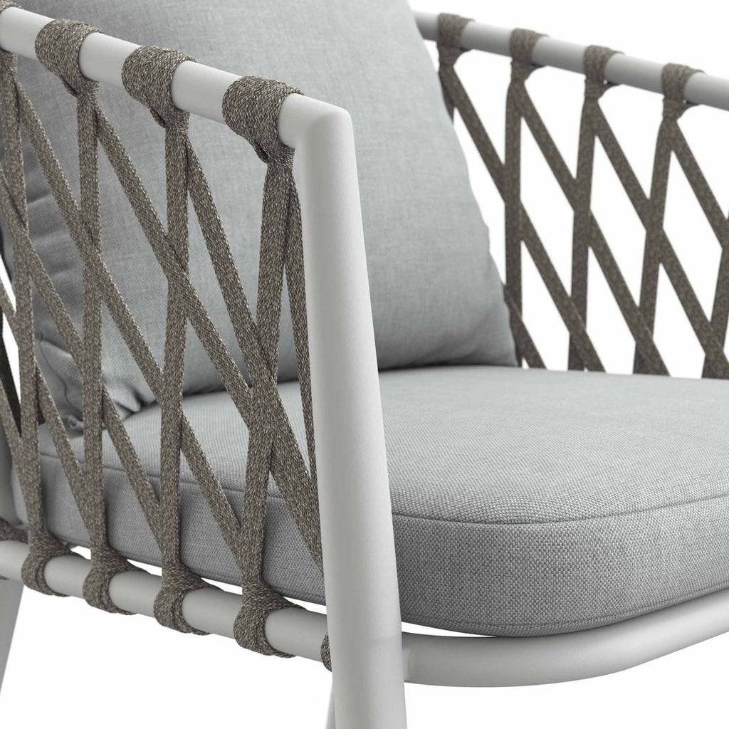 Stabelstol ute Sunrepo aluminium/tau med puter 56x61 cm nærbilde av ben