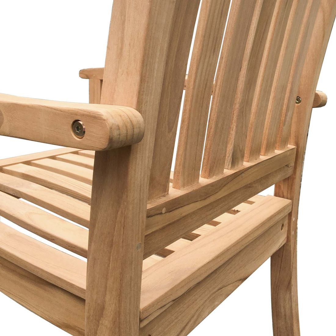 Montert Stabelstol ute Takoma teak 60x65 cm i hage