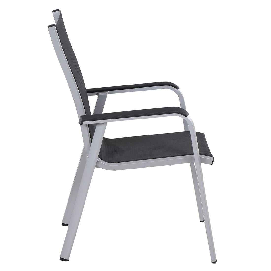 Stabelstol ute Tesoro aluminium/textilen sølv/grå montert på terrasse
