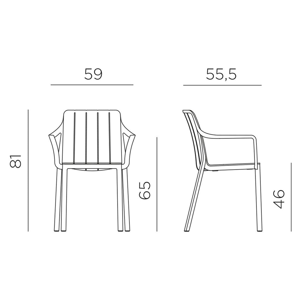 Montert Stabelstol ute Tiberina plast 59x55,5 cm - Nardi i hage