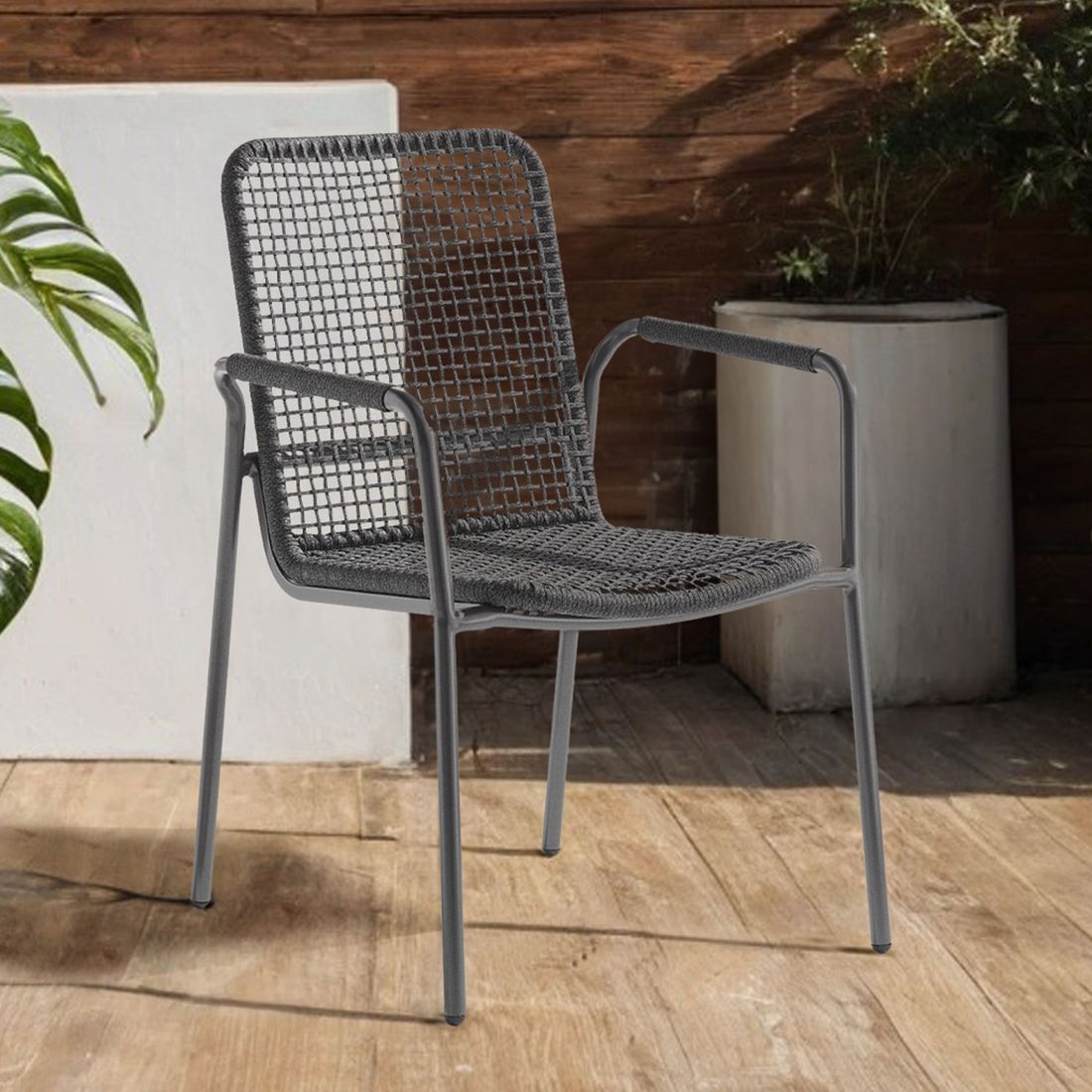 Stabelstol ute Ticco aluminium/tau 59x64,5 cm bakside