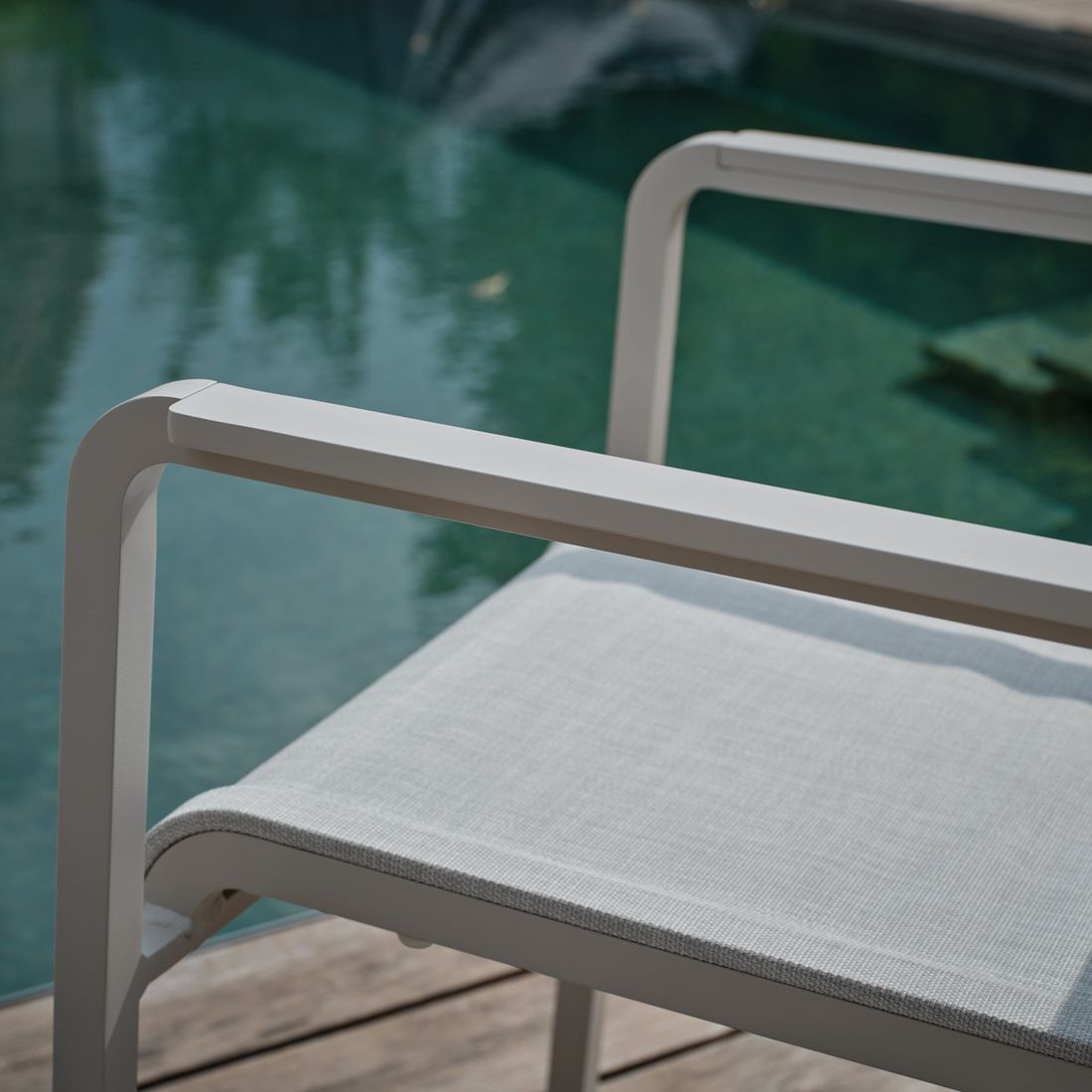 Stabelstol ute Tilo aluminium/textilen 59,5 cm detalj stoff