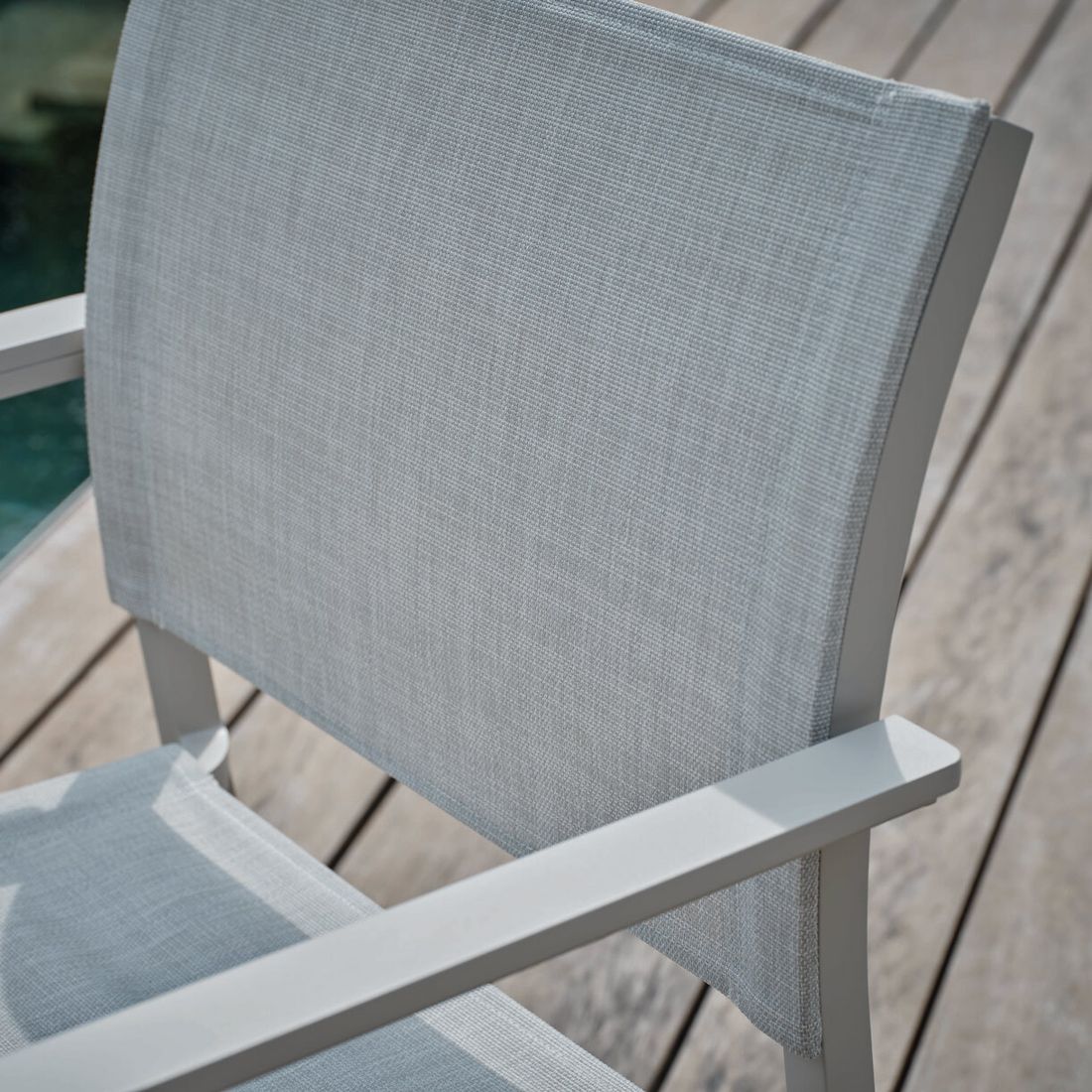Stabelstol ute Tilo aluminium/textilen 59,5 cm stabelbar funksjon