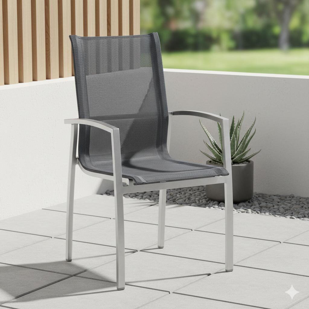Stabelstol ute Tonga aluminium/textilen 59x62 cm bakside