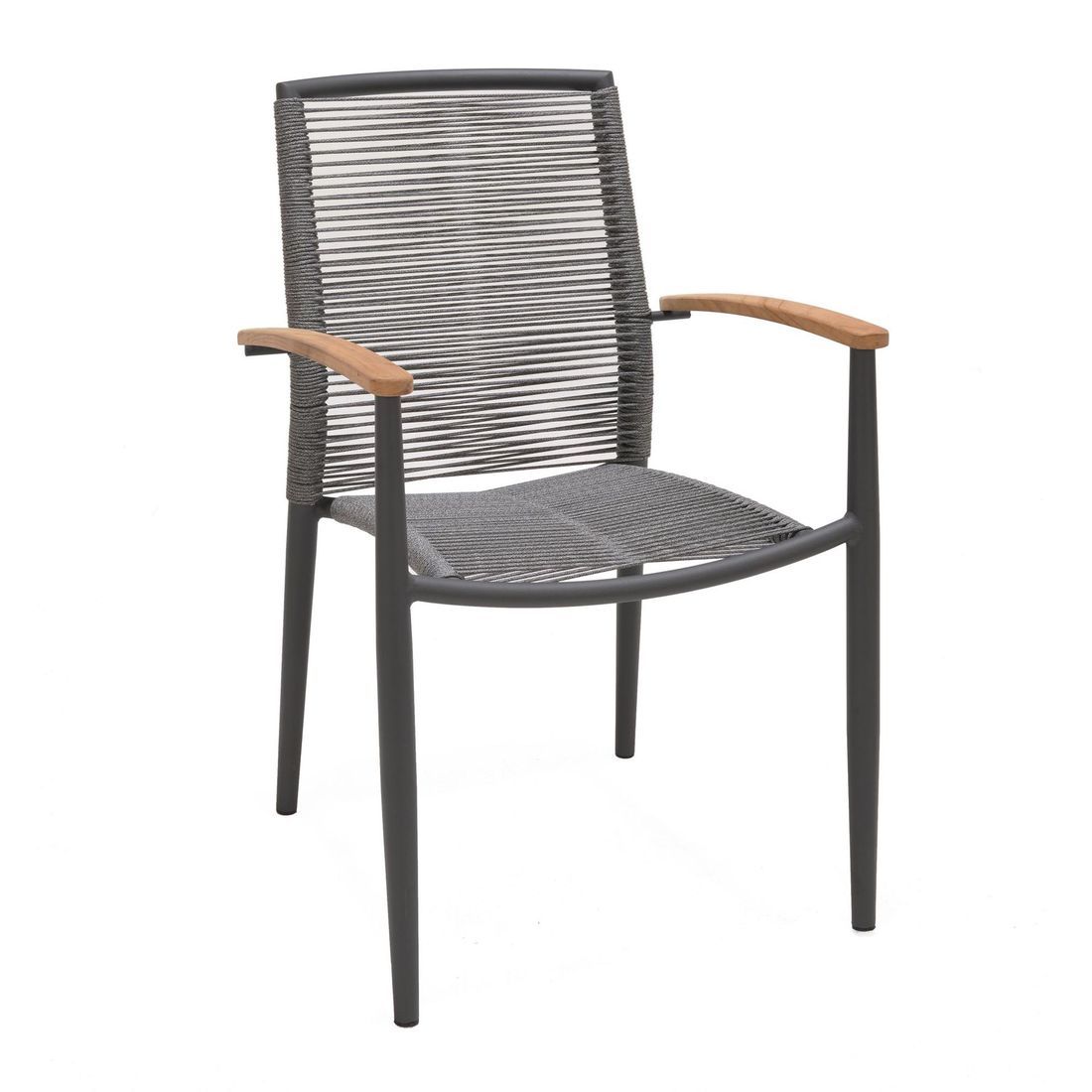 Stabelstol ute Topaz aluminium tau grå forfra