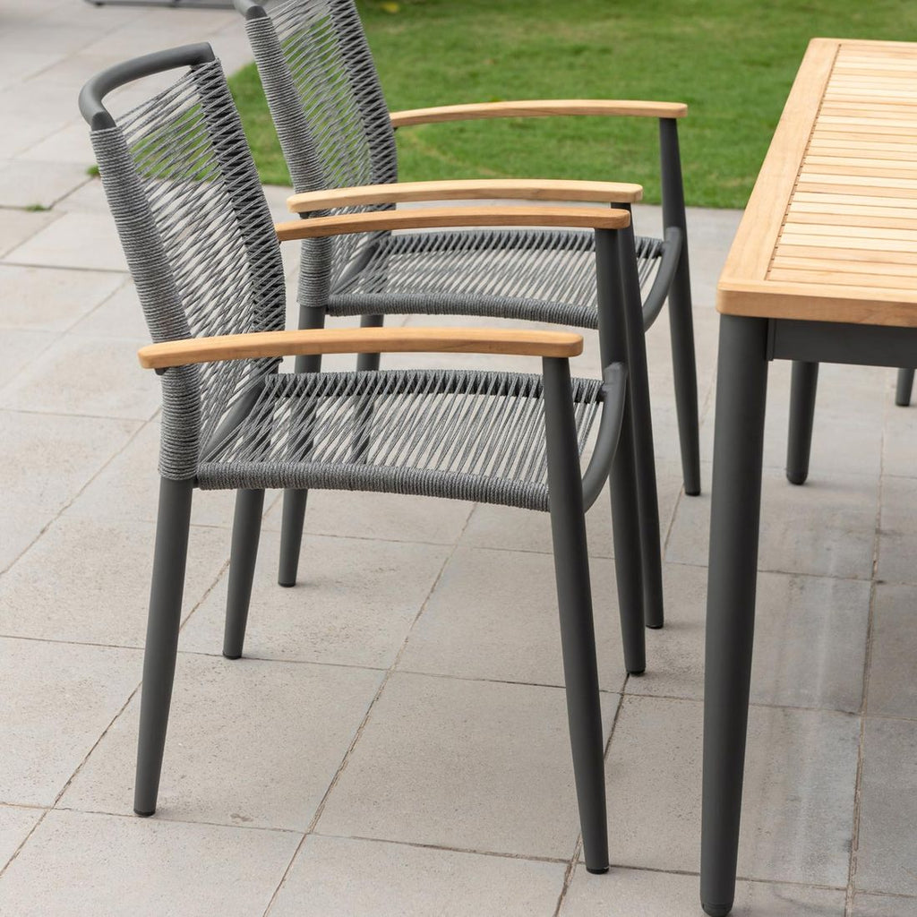 Stabelstol ute Topaz aluminium tau grå bakside