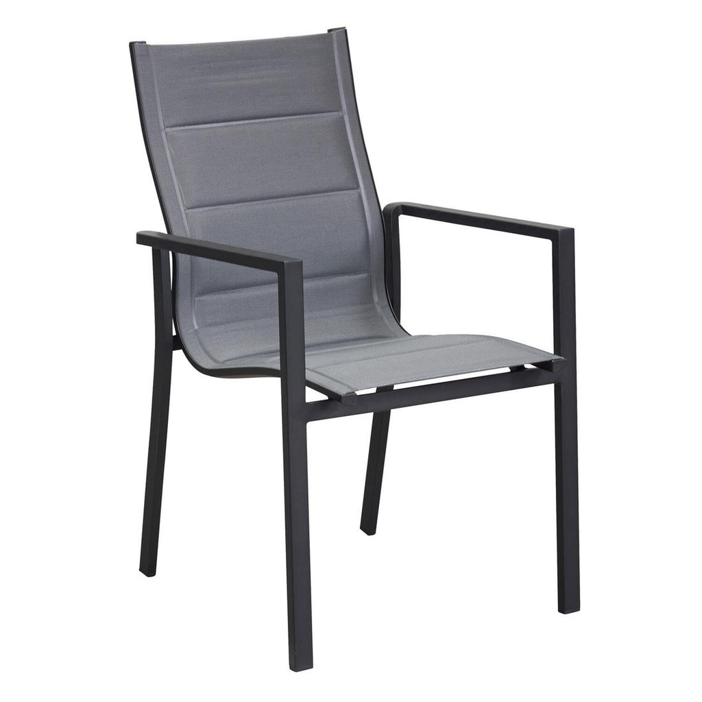 Stabelstol ute Unicamo aluminium/textilen antrasitt - LC Garden forfra