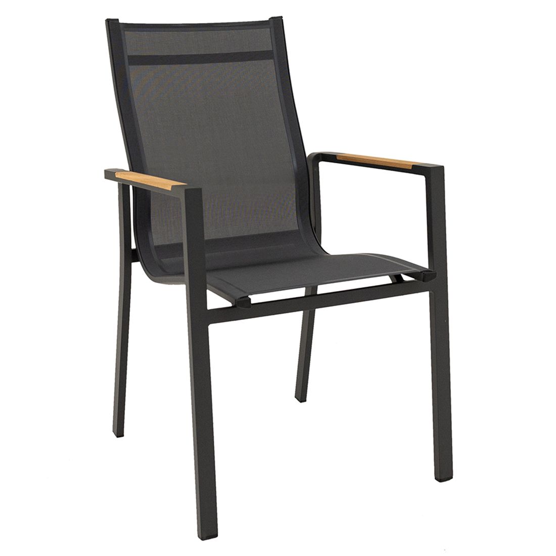 Stabelstol ute Unicamo aluminium/textilen antrasitt forfra