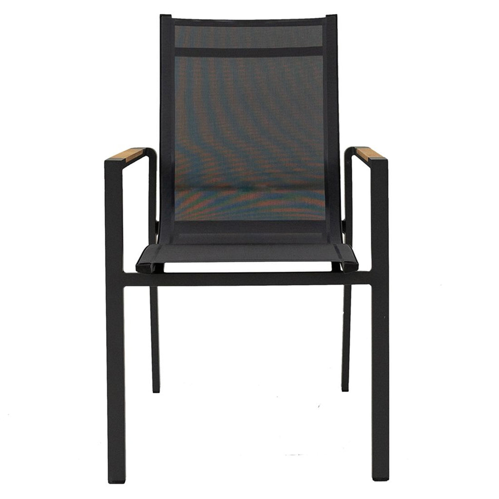 Stabelstol ute Unicamo aluminium/textilen antrasitt bakside