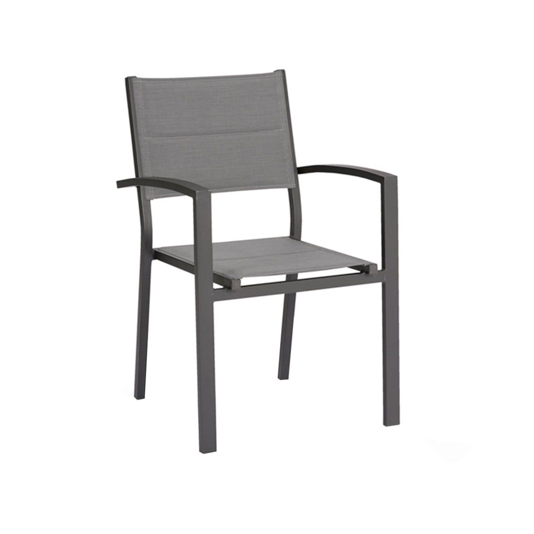 Stabelstol ute Varese aluminium/textilen 56x59 cm forside