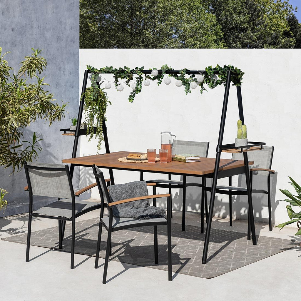 Stabelstol ute Vera aluminium/textilen 55 cm bakside