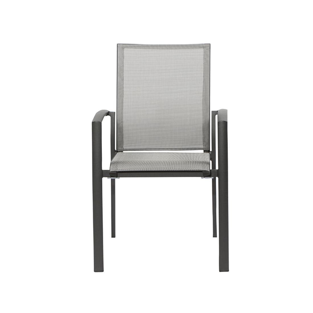 Detalj av stabelstol med armlener Velia aluminium tekstilen