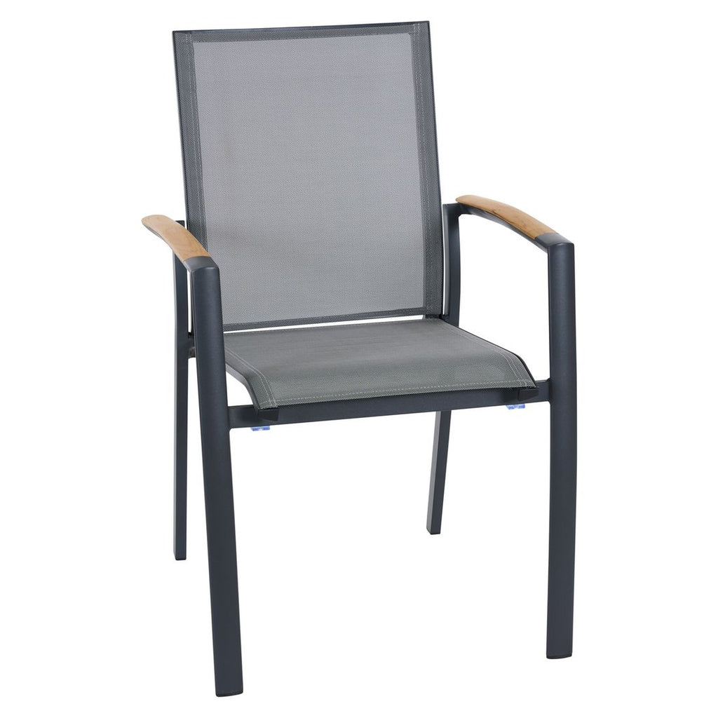 Stabelstol Velia aluminium/textilen antrasitt forfra