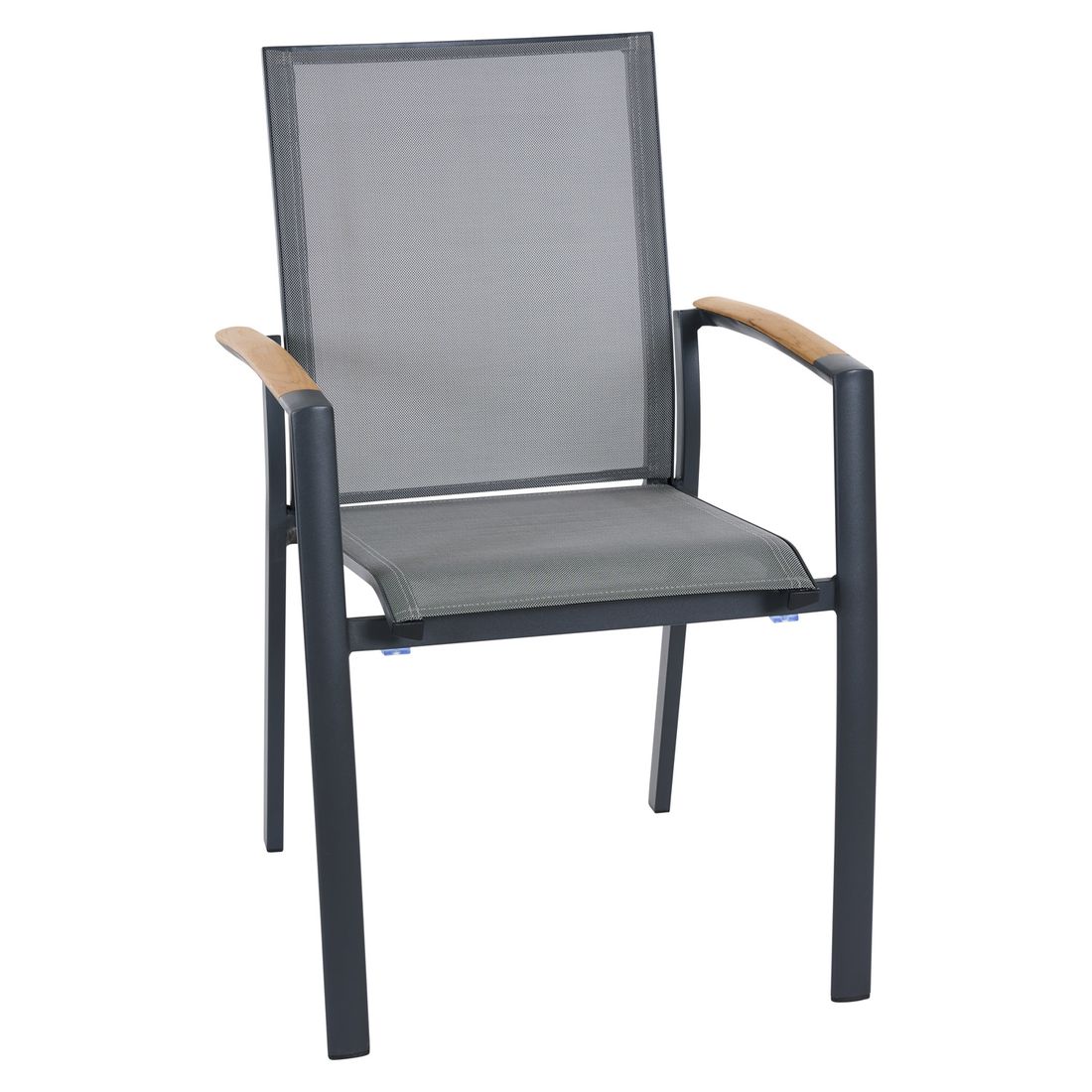 Stabelstol Velia aluminium/textilen antrasitt forfra