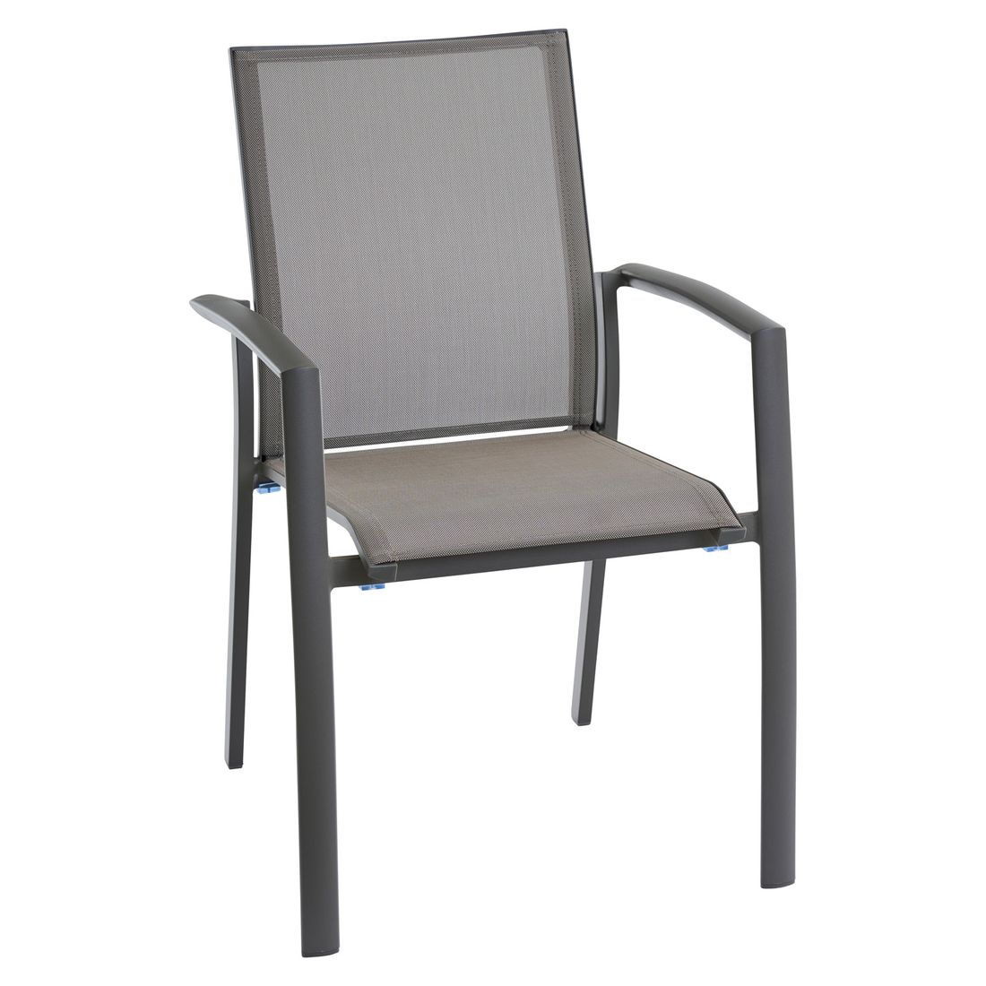 Stabelstol Velia aluminium/textilen taupe forfra