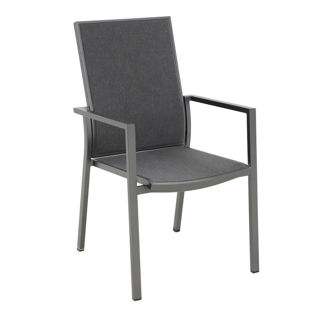 Stabelstol Verona aluminium/textilen jerngrå sett forfra