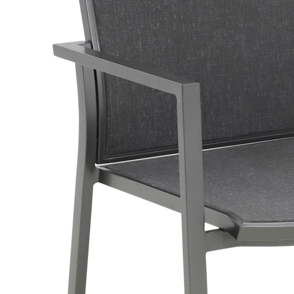 Stabelstol Verona aluminium/textilen jerngrå sett bakfra