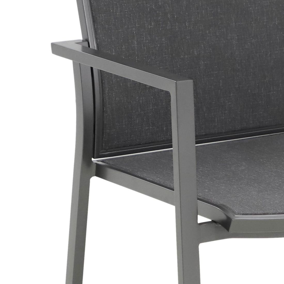 Stabelstol Verona aluminium/textilen jerngrå sett bakfra