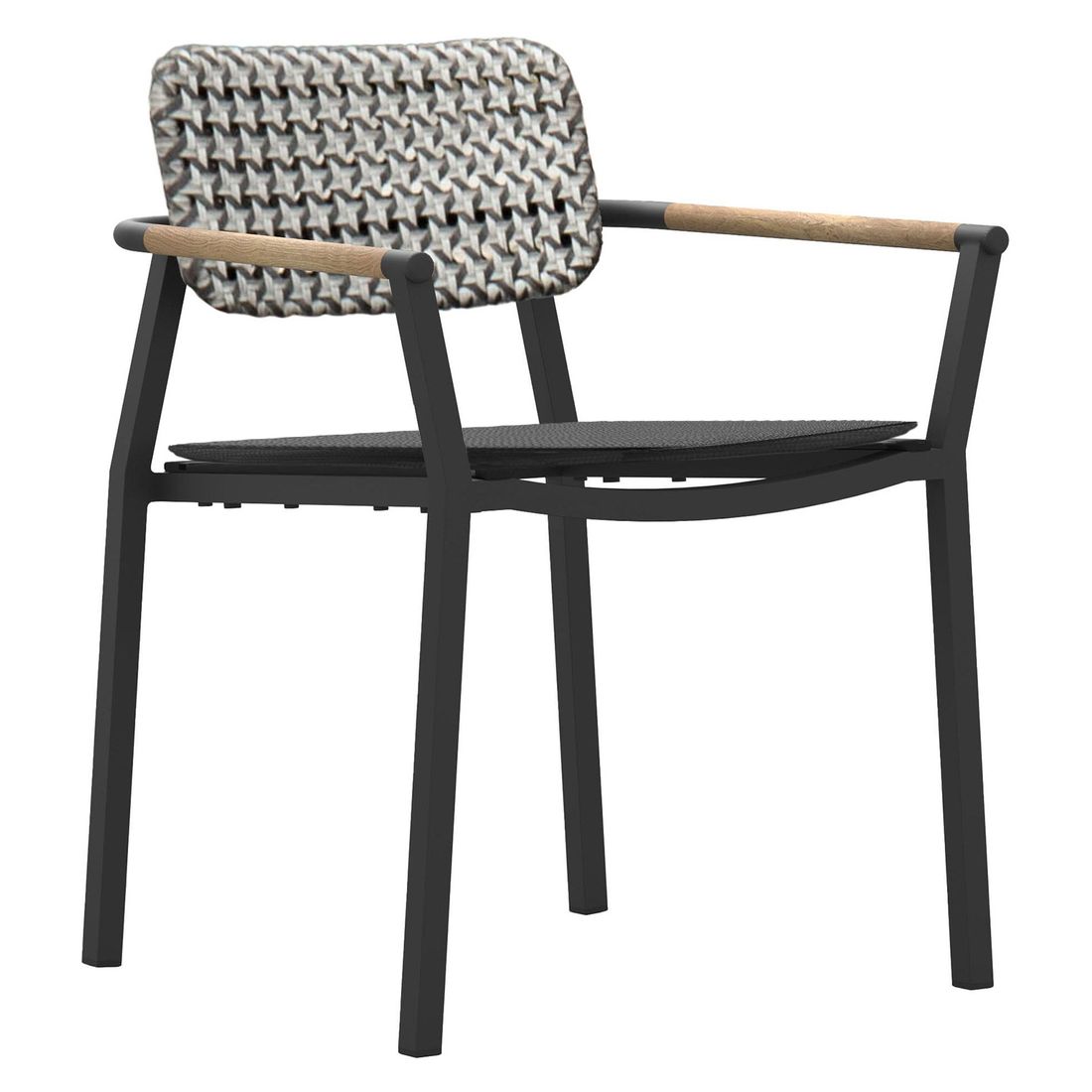 Stabelstol Yobex aluminium/flettverk/textilen med pute fra Zebra forfra
