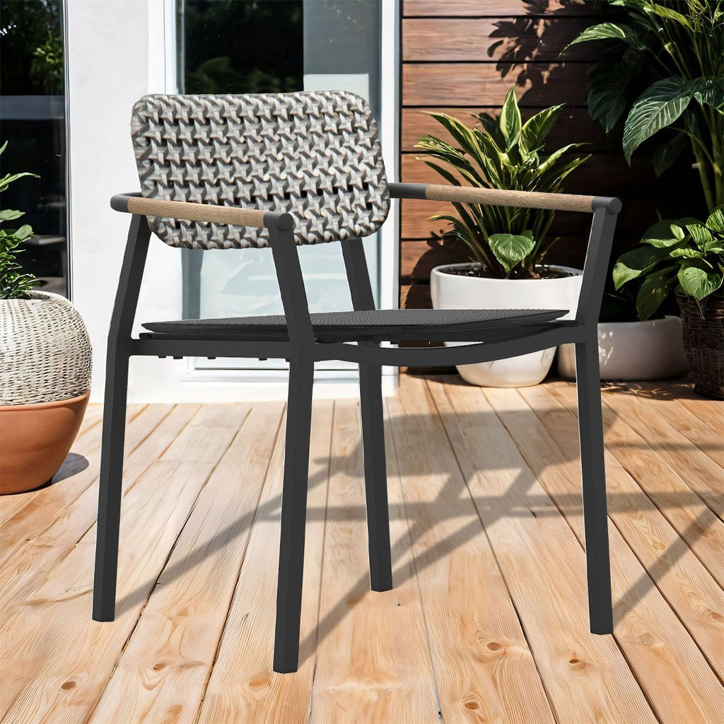 Stabelstol Yobex aluminium/flettverk/textilen med pute fra Zebra bakside